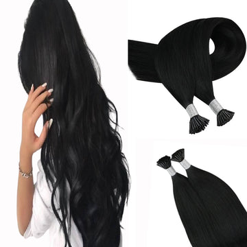 I Tip Real Human Hair Extensions Jet Black (#1) - FShine Shop